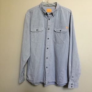 FIELD & STREAM stripe denim thick cotton shirt L